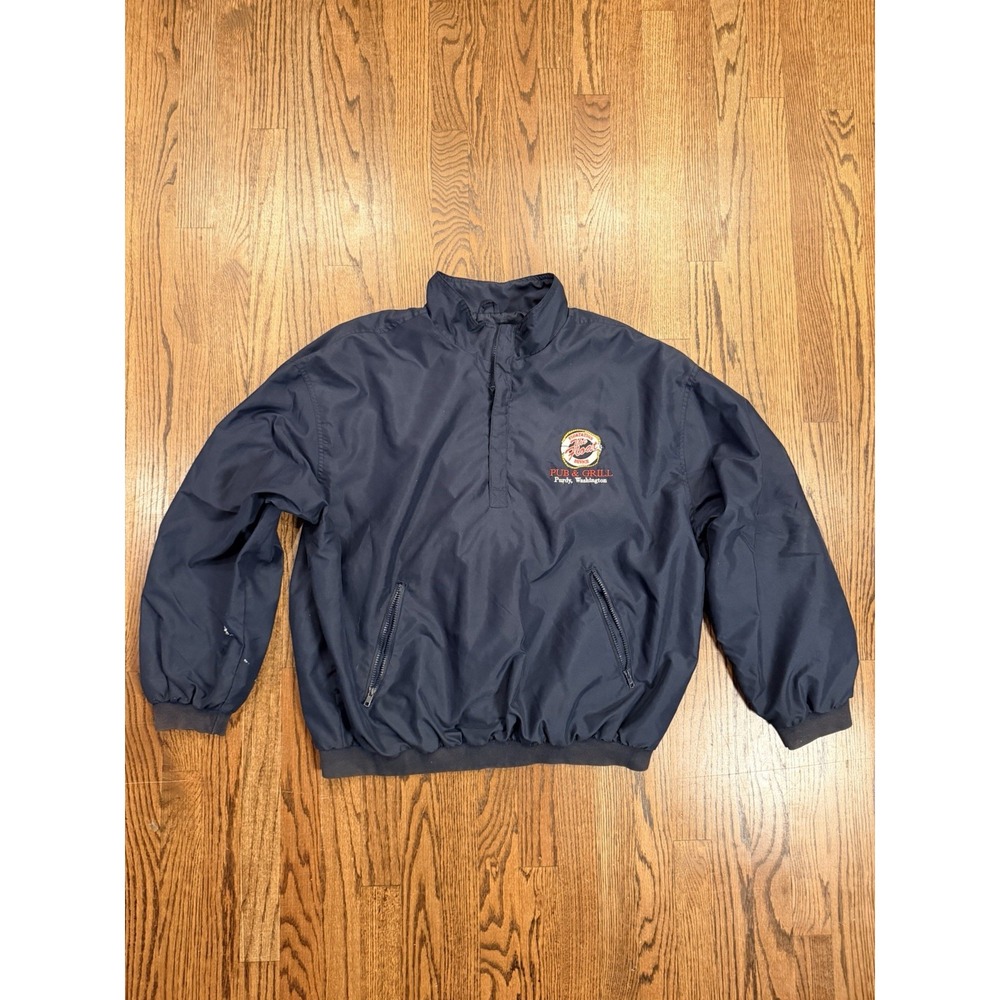 North End All Climate Wear Quarter Zip Windbreaker Jacket XL Navy Blue Pub Logo‎